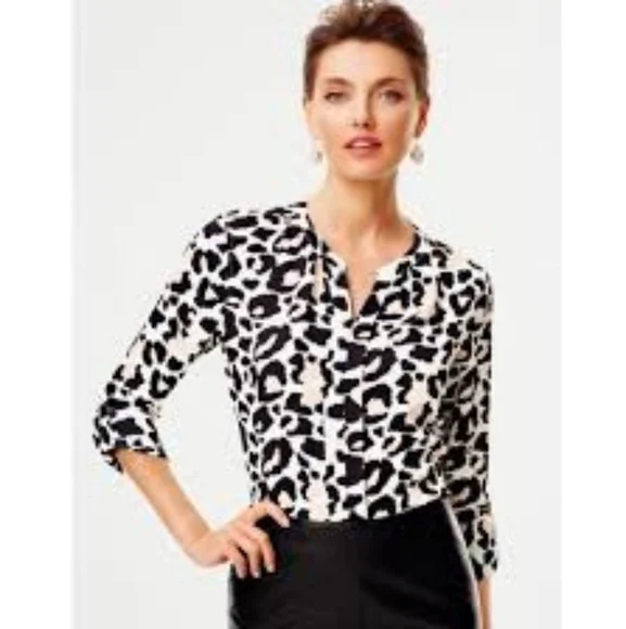 Talbots Tops Talbots Plus Size Pink Leopard Print Blouse